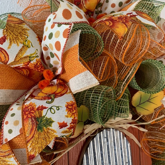*SOLD*Deco mesh Fall wreath, Thanksgiving decor - Picture 7 of 10